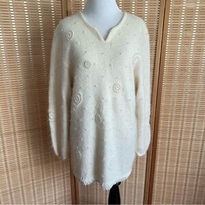 Vintage Chance Encounters Angora Rabbit Wool Beaded Sequin Sweater Medium